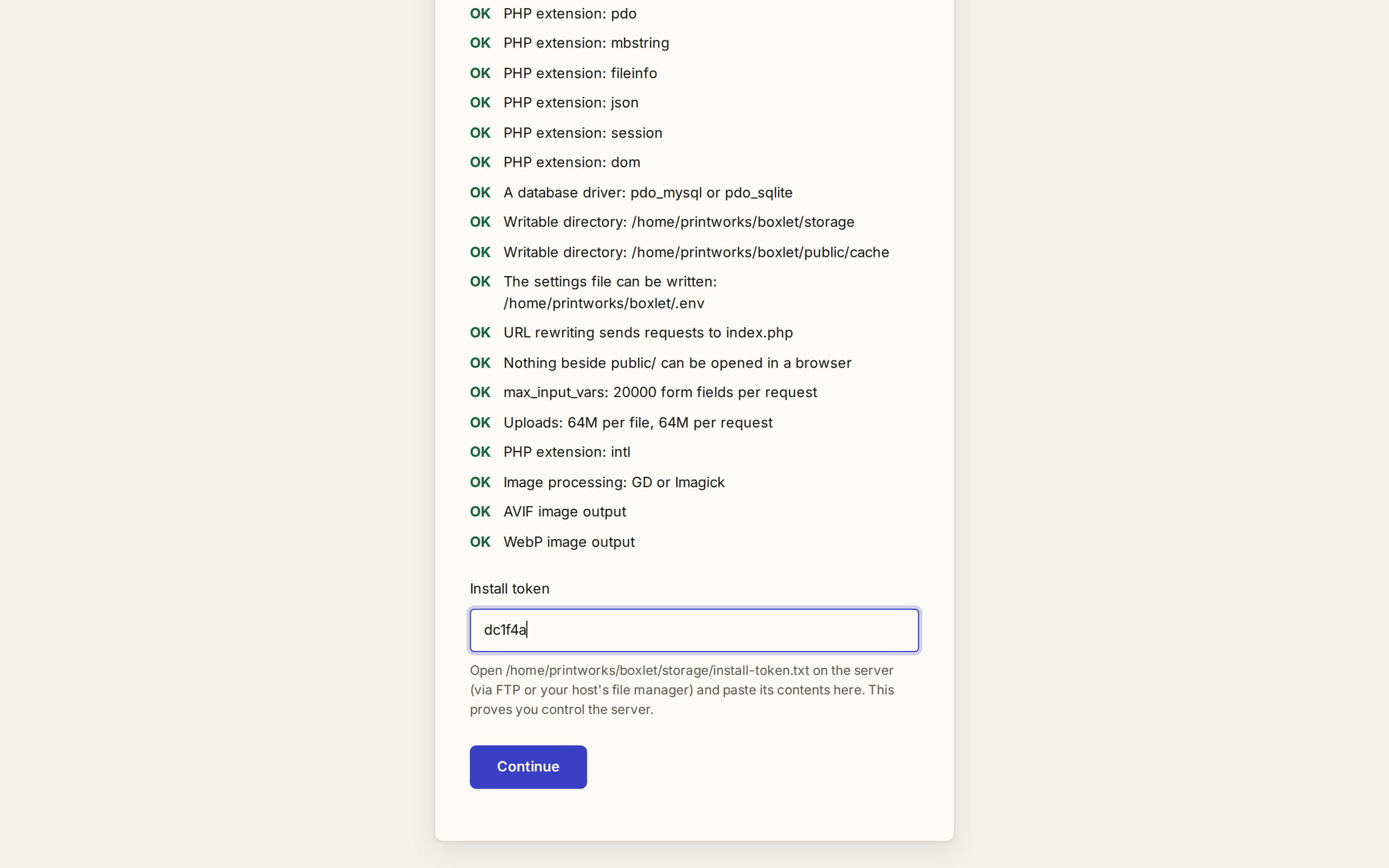 The installer asking for the token it wrote to a file on the server.